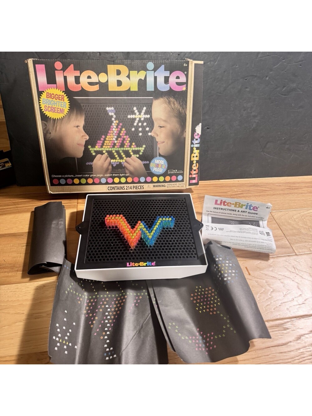 Lite Brite Classic 2019 Basic Fun Hasbro Box Set 214 Pegs Templates Works Tested